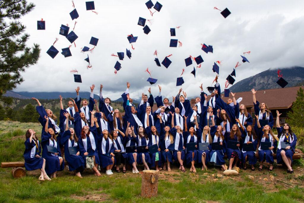 Senior Class of 2023 throws their graduation caps.